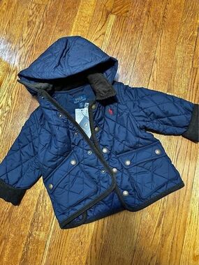 Polo by Ralph Lauren Navy Quilted Hooded Kids Puffer Jacket